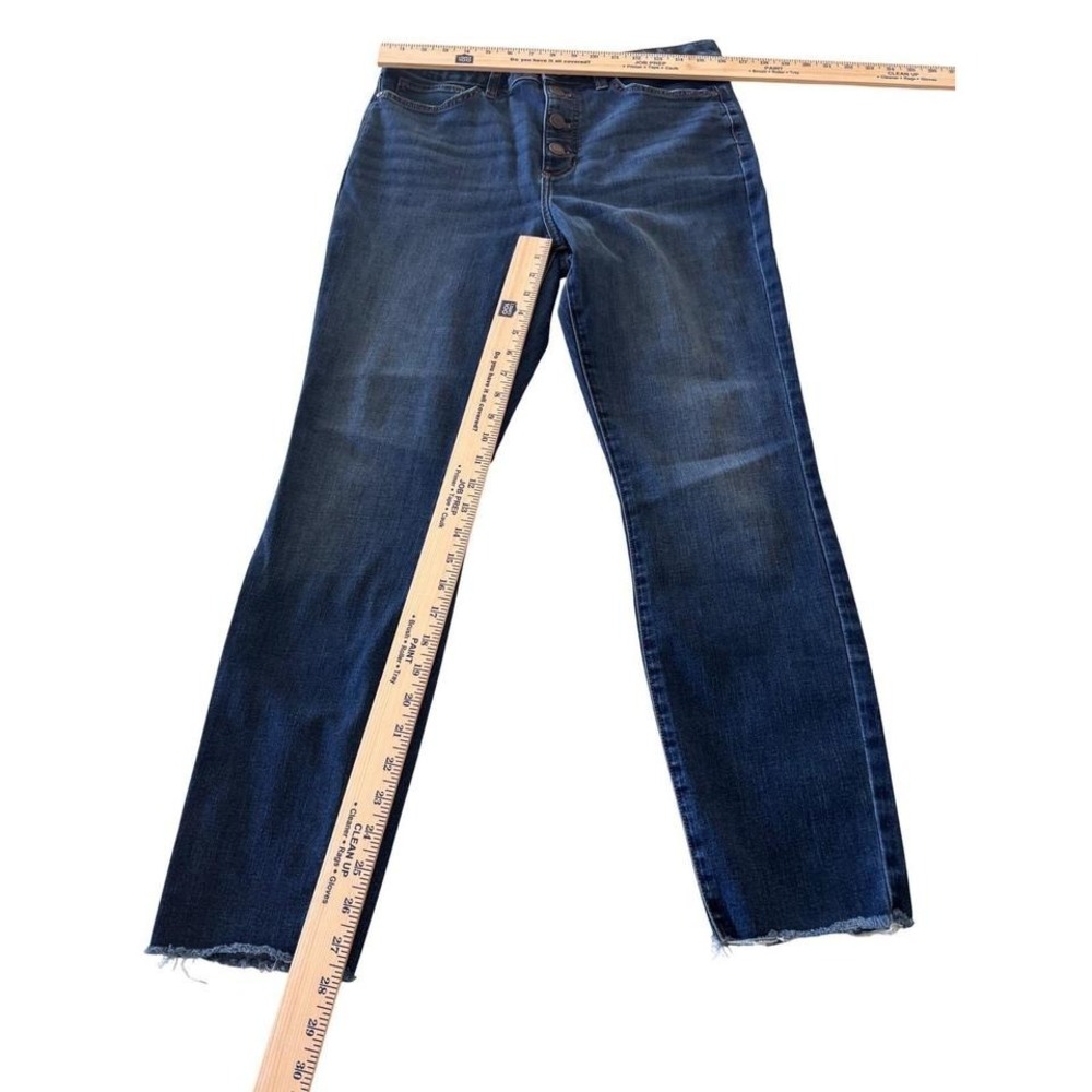 Lauren Conrad Womens High Rise Skinny Jeans Dark Wash Button Fly Raw Hem Size 14
